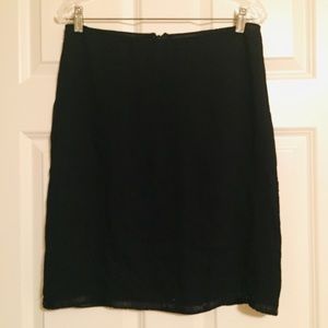 Black DKNY silk skirt w/ bead design around skirt